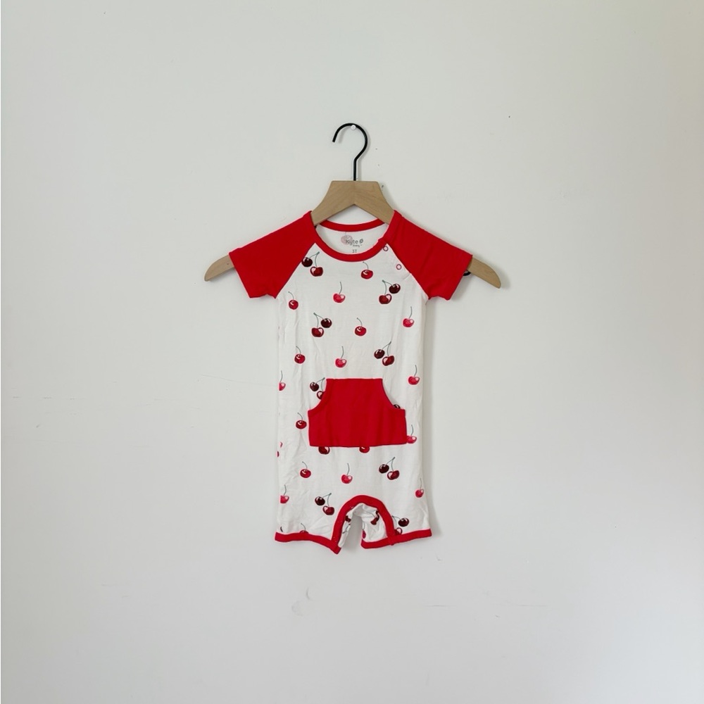 5 for $25 ✨ Red and White Cherry Print Baby Romper